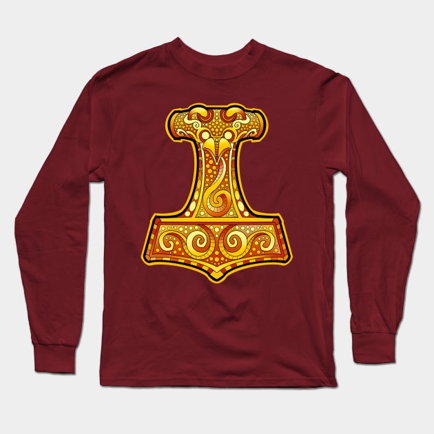 Thors hammer gold edition Long Sleeve T-Shirt by weilertsen